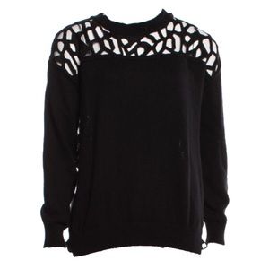 One Grey Day cotton/silk open/lattice detailed sweater